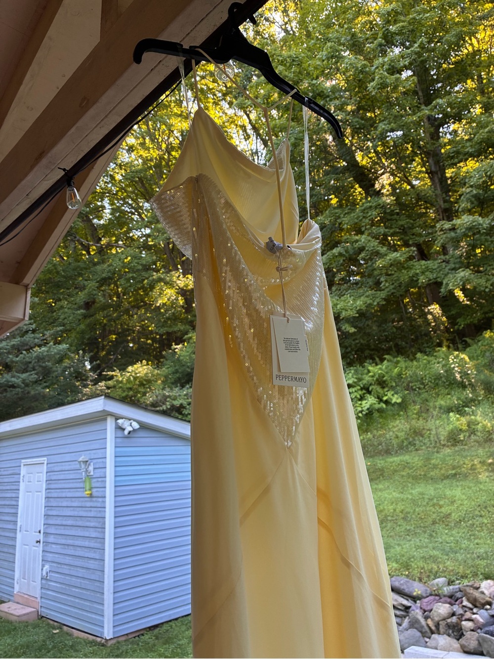 Peppermayo Pale Yellow Sequin Cowl Slip Maxi Dress - Picture 13 of 14